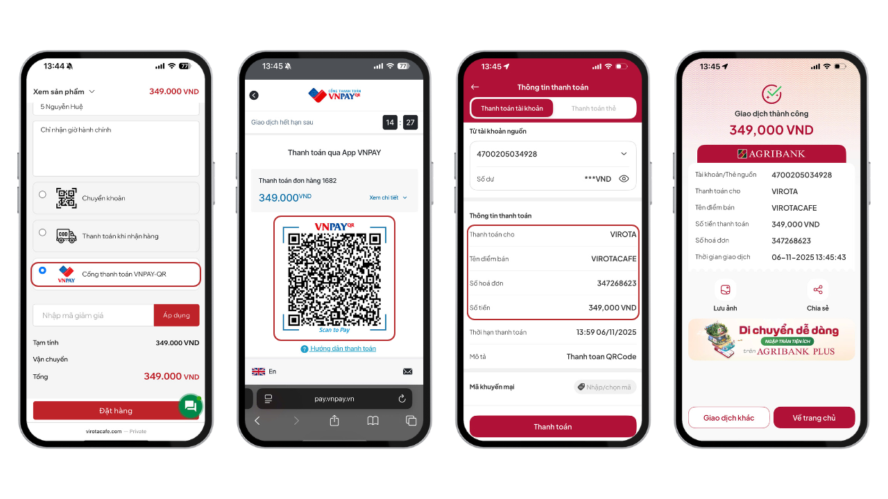 Quy trình đặt hàng qua phương thức quét mã QR